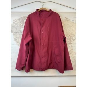 Men’s L.L. Bean Zip Up Button Up Polyester Jacket Size XXL Maroon And Navy Blue